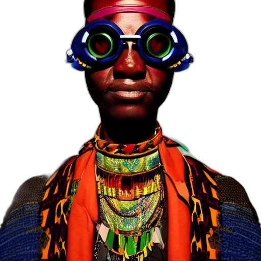 jewelry, face, mask, staff, cyberpunk, photorealistic, concept art, 3d render transparent PNG cut-out