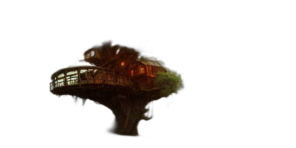 tree, building, creature, hair transparent PNG cut-out