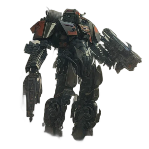 robot, weapon, concept art, 3d render transparent PNG cut-out