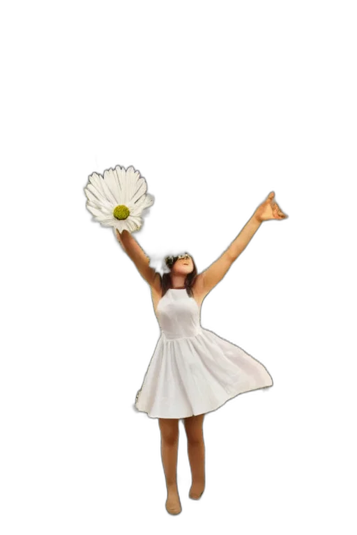 dress, flower, staff, 3d render, photorealistic, pixel art, concept art, giant transparent PNG cut-out
