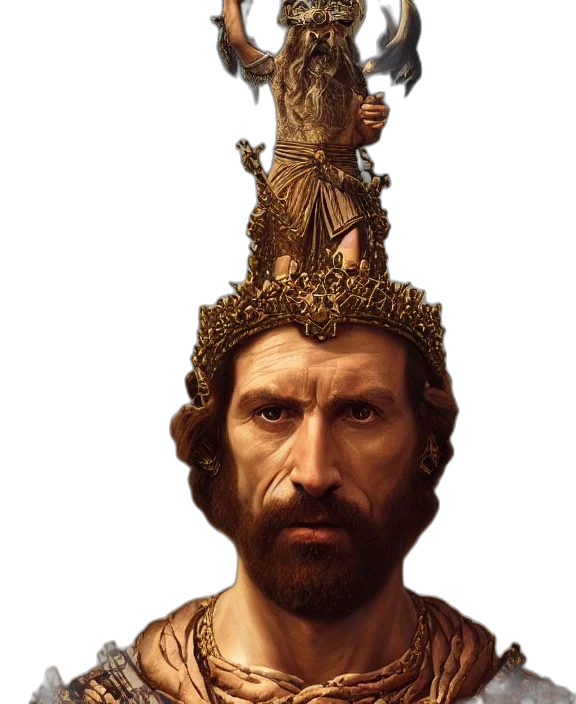 crown, face, staff, sword transparent PNG cut-out