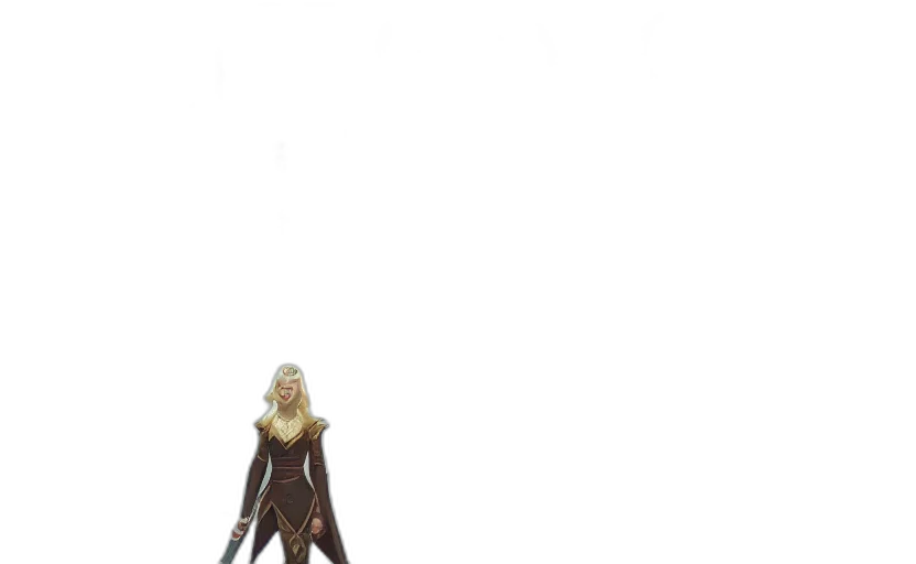 staff, sword, dress, weapon, concept art, 3d render, comic book art, fantasy art transparent PNG cut-out
