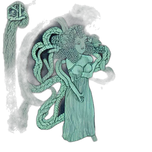 staff, creature, concept art, fantasy art, comic book art, vaporwave, underwater, fog transparent PNG cut-out