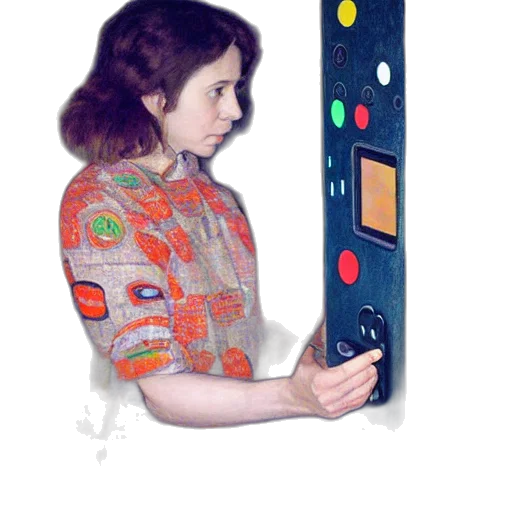 dress, robot, jacket, face, pixel art, oil painting, vaporwave, concept art transparent PNG cut-out