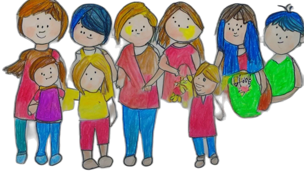 cartoon, watercolor, concept art, preschool, drawing, children, friends transparent PNG cut-out