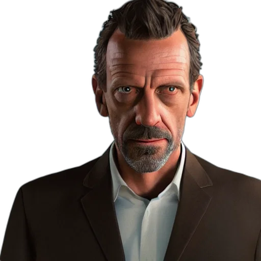 face, staff, jacket, robot, 3d render, photorealistic, concept art, cartoon transparent PNG cut-out