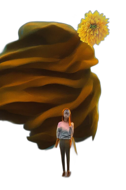 flower, hair, dress, creature, concept art, 3d render, watercolor, fantasy art transparent PNG cut-out