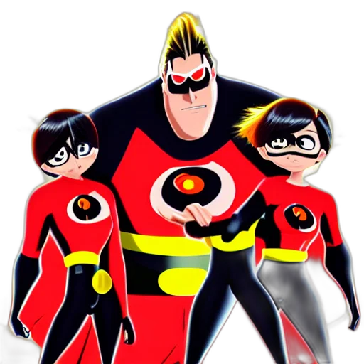 concept art, comic book art, cartoon, 3d render, anime, poster, incredibles transparent PNG cut-out