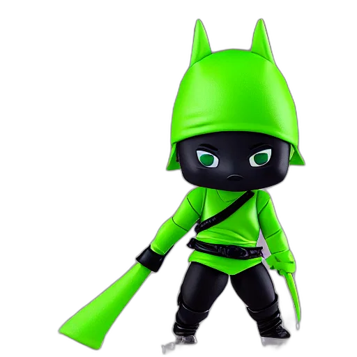 staff, robot, 3d render, concept art, green, lineage, ninja, nendoroid transparent PNG cut-out