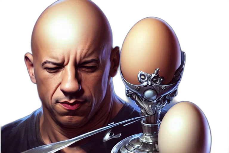 robot, comic book art, photorealistic, concept art, 3d render, silver, egg, cup transparent PNG cut-out