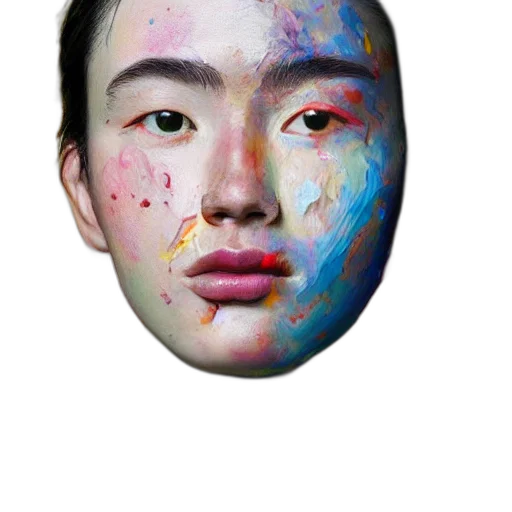 face, mask, hat, umbrella, photorealistic, oil painting, watercolor, vaporwave transparent PNG cut-out