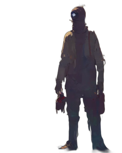jacket, staff, hat, weapon transparent PNG cut-out