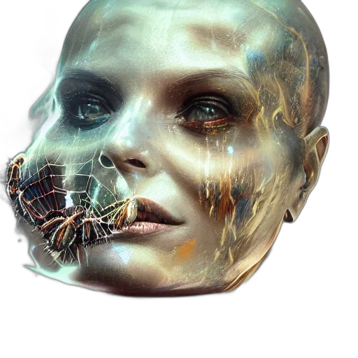 mask, face, robot, creature, concept art, cyberpunk, photorealistic, fantasy art transparent PNG cut-out