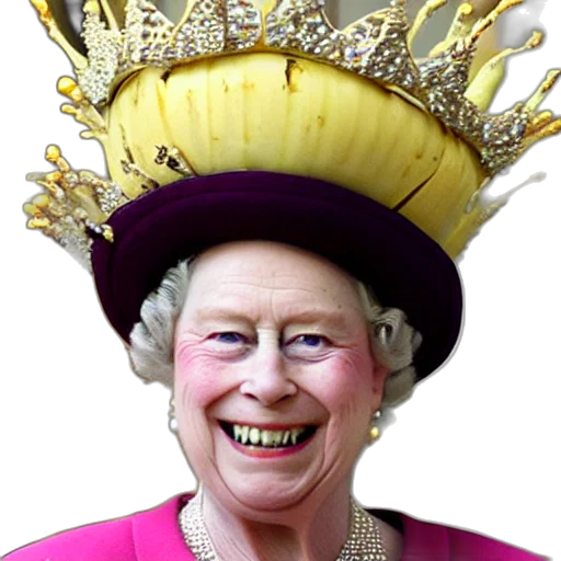crown, hat, jewelry, face, banana, queen, england, elizabeth transparent PNG cut-out