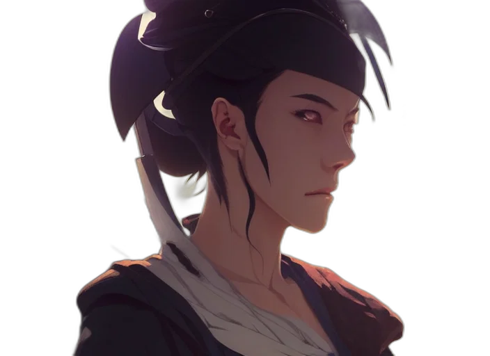 face, staff, hat, mask, concept art, anime, fantasy art, cyberpunk transparent PNG cut-out