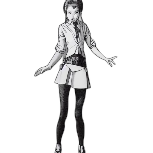 jacket, staff, dress, concept art, cartoon, comic book art, pencil sketch, monochrome transparent PNG cut-out