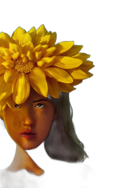 crown, flower, face, mask, photorealistic, 3d render, concept art, fantasy art transparent PNG cut-out