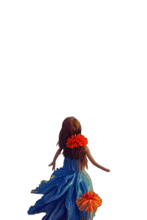 dress, hair, flower, crown, 3d render, concept art, photorealistic, pixel art transparent PNG cut-out