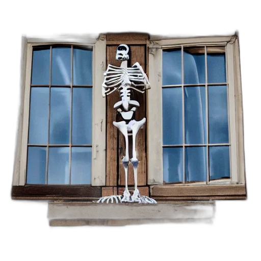 building, 3d render, unicorn, skeleton transparent PNG cut-out