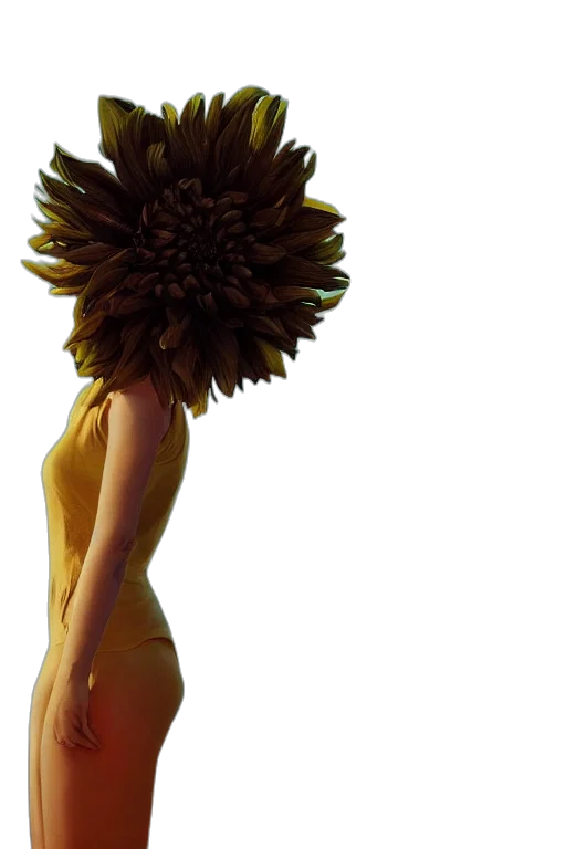 hair, dress, crown, flower, 3d render, concept art, photorealistic, fantasy art transparent PNG cut-out