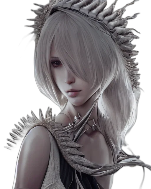 dragon, crown, hair, jewelry, fantasy art, photorealistic, concept art, 3d render transparent PNG cut-out