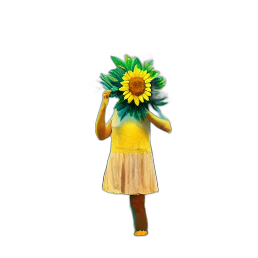 flower, dress, staff, mask, 3d render, concept art, pixel art, photorealistic transparent PNG cut-out