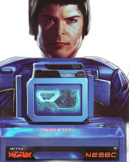 robot, face, cyberpunk, vaporwave, concept art, blue, box, art transparent PNG cut-out