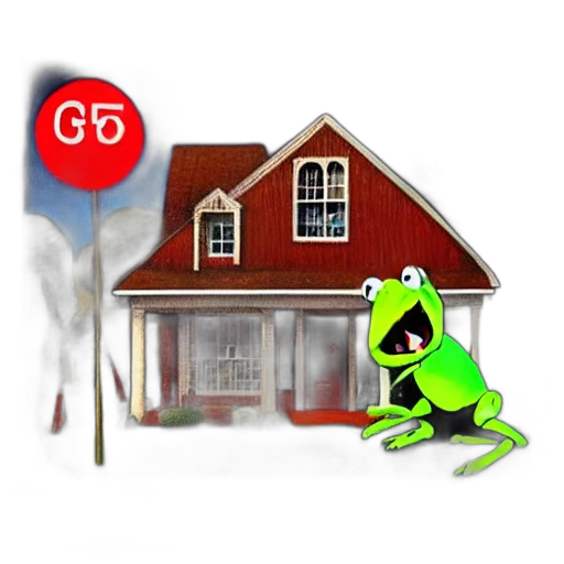 3d render, concept art, fog, kermit, elmo, style, american, gothic transparent PNG cut-out
