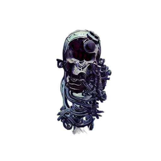 robot, mask, weapon, creature, concept art, 3d render, pixel art, cyberpunk transparent PNG cut-out