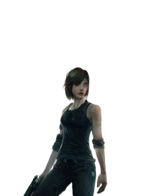 dress, weapon, staff, concept art, 3d render, cyberpunk, fantasy art, dark transparent PNG cut-out