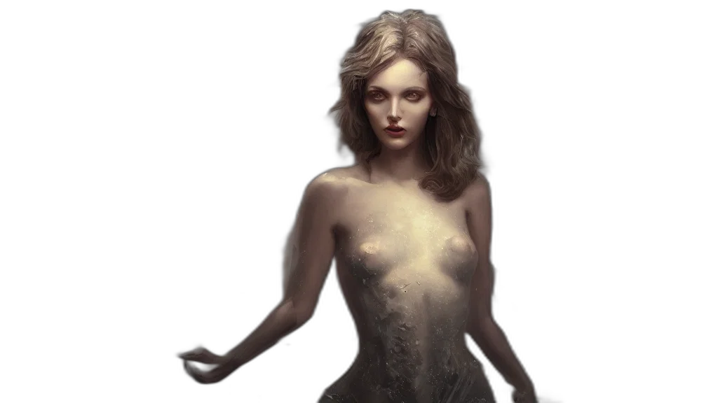 dress, hair, jewelry, creature, fantasy art, concept art, photorealistic, oil painting transparent PNG cut-out