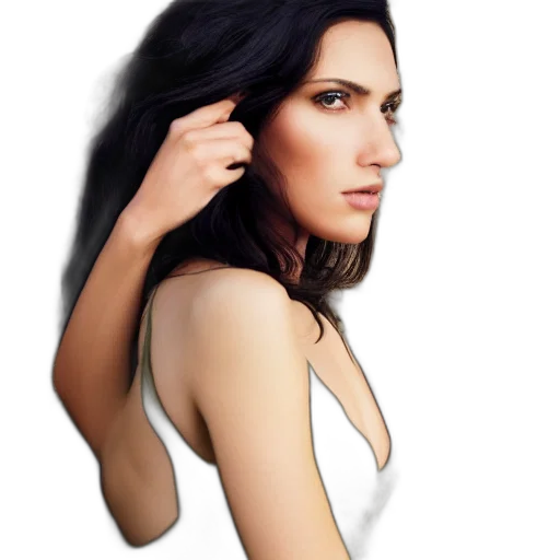 dress, jewelry, hair, face transparent PNG cut-out