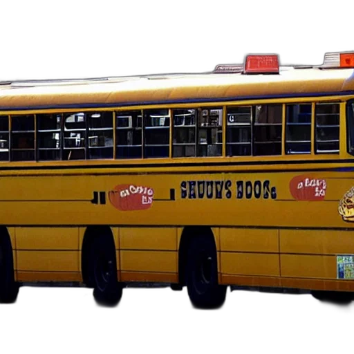 3d render, photorealistic, concept art, schoolbus transparent PNG cut-out