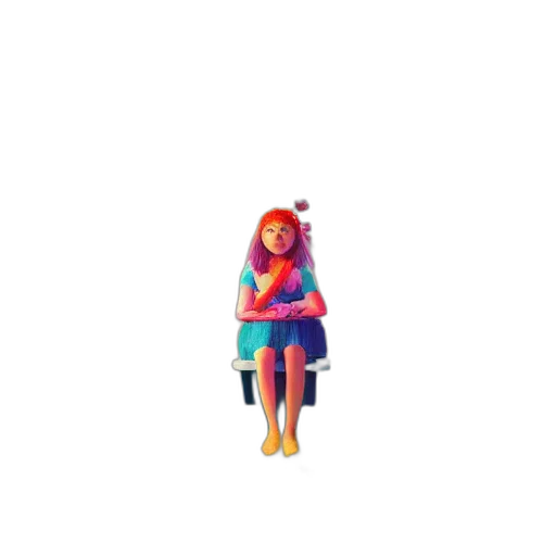 dress, creature, robot, umbrella, pixel art, 3d render, concept art, vaporwave transparent PNG cut-out