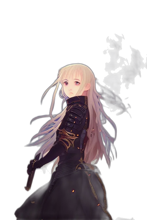 dress, jacket, dragon, staff transparent PNG cut-out