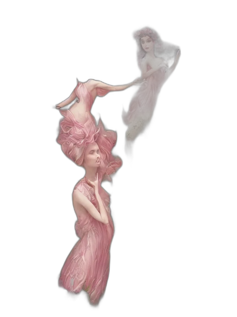 dress, hair, staff, mask transparent PNG cut-out