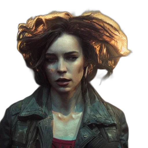 jacket, face, hair, concept art transparent PNG cut-out
