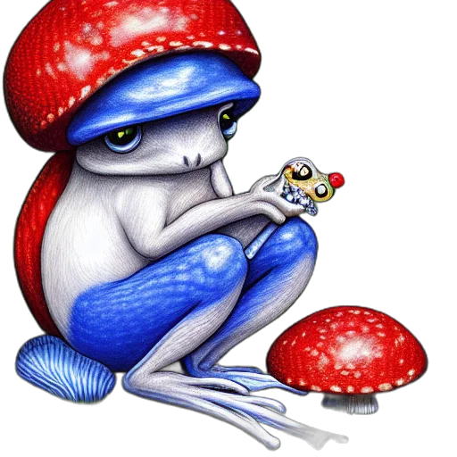 creature, robot, hat, concept art, pixel art, fantasy art, watercolor, underwater transparent PNG cut-out