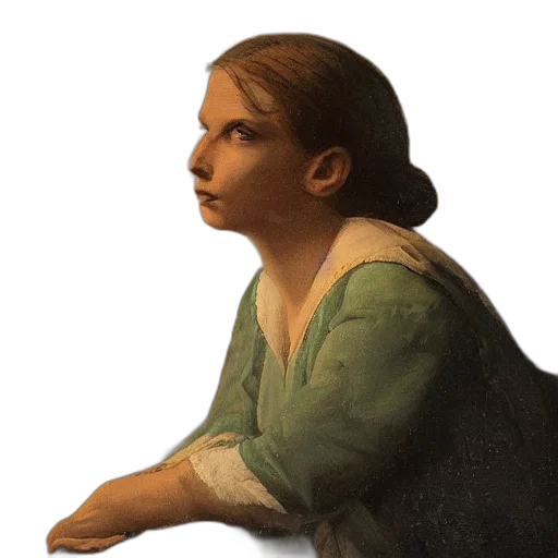 face, staff, dress, oil painting transparent PNG cut-out