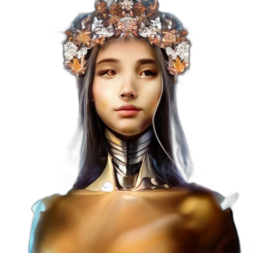 crown, jewelry, robot, face, fantasy art, concept art, photorealistic, 3d render transparent PNG cut-out
