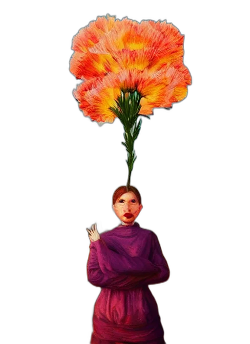 flower, umbrella, oil painting, pixel art transparent PNG cut-out