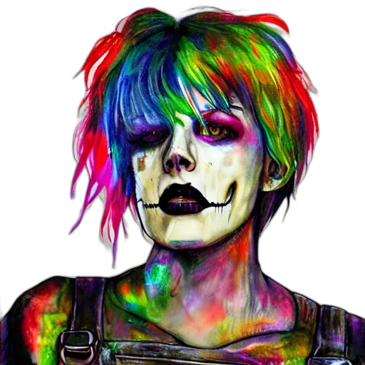 face, jacket, mask, hair, cyberpunk, watercolor, cartoon, comic book art transparent PNG cut-out