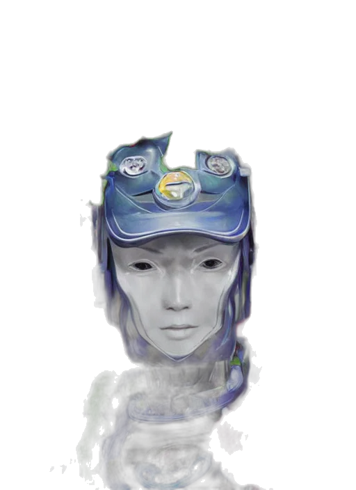 robot, mask, face, hat, concept art, 3d render, photorealistic, fantasy art transparent PNG cut-out