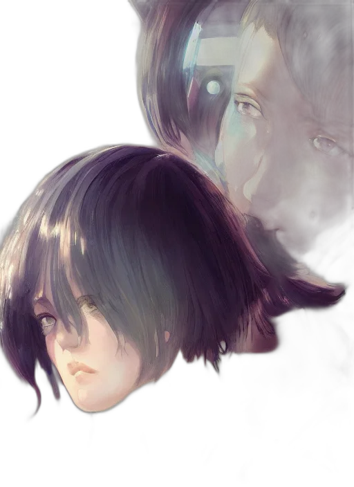 mask, face, robot, hair, concept art, watercolor, photorealistic, fantasy art transparent PNG cut-out