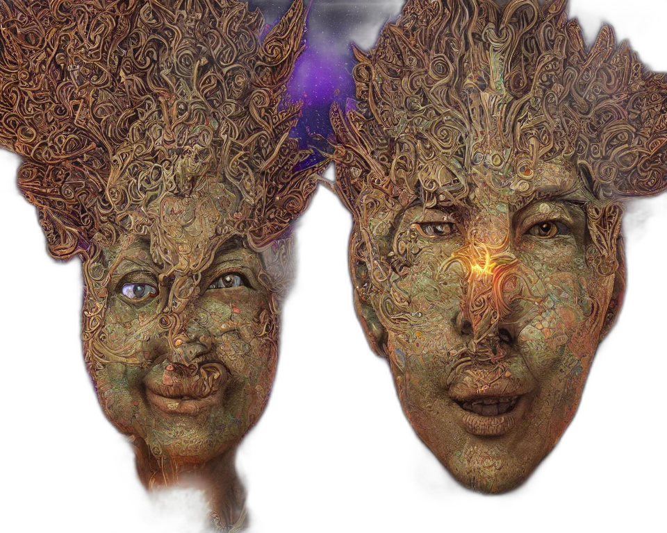 mask, face, creature, crown, 3d render, concept art, photorealistic, fantasy art transparent PNG cut-out