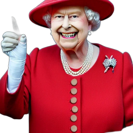 crown, hat, queen, england, grinning, rudely, pointing, her transparent PNG cut-out