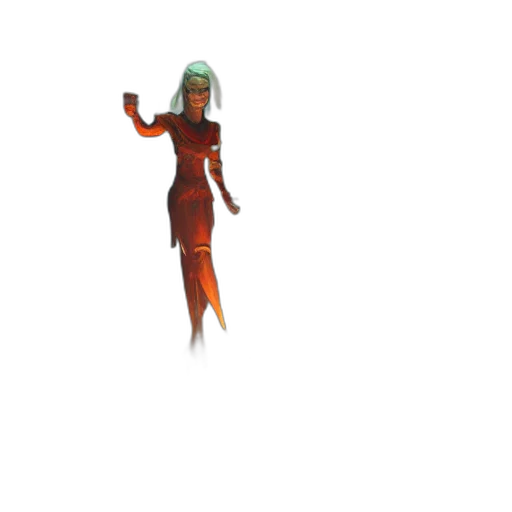 creature, dress, staff, robot transparent PNG cut-out