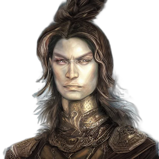 face, hair, dragon, staff transparent PNG cut-out