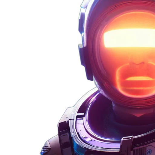 robot, face, 3d render, cyberpunk, concept art, vaporwave, outer space, portrait transparent PNG cut-out