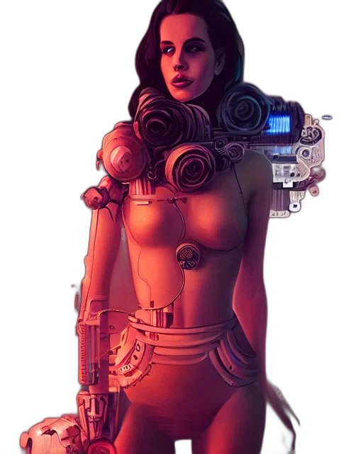 robot, dress, staff, weapon transparent PNG cut-out
